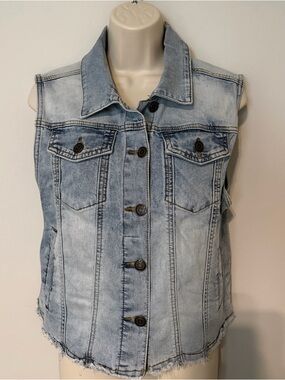Grace & Lace Light Wash Blue Denim Vest